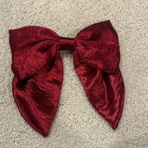Stylish Red Satin Bow Hair Clip Accessory
